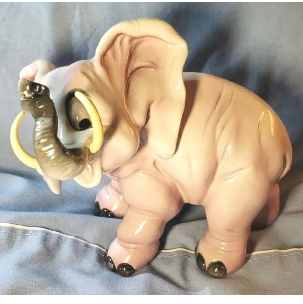 Guido Cacciapuoti Silvio Righetto Purple Elephant Figurine Italy Ceramic